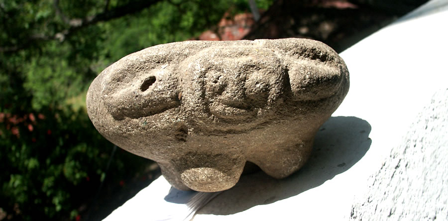 Stone carved in a oval shape